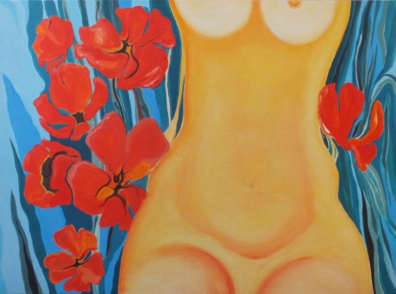 Shevtsova Galyna. ,,Nude in tulips,,. 2015, canvas, oil, 50х70см